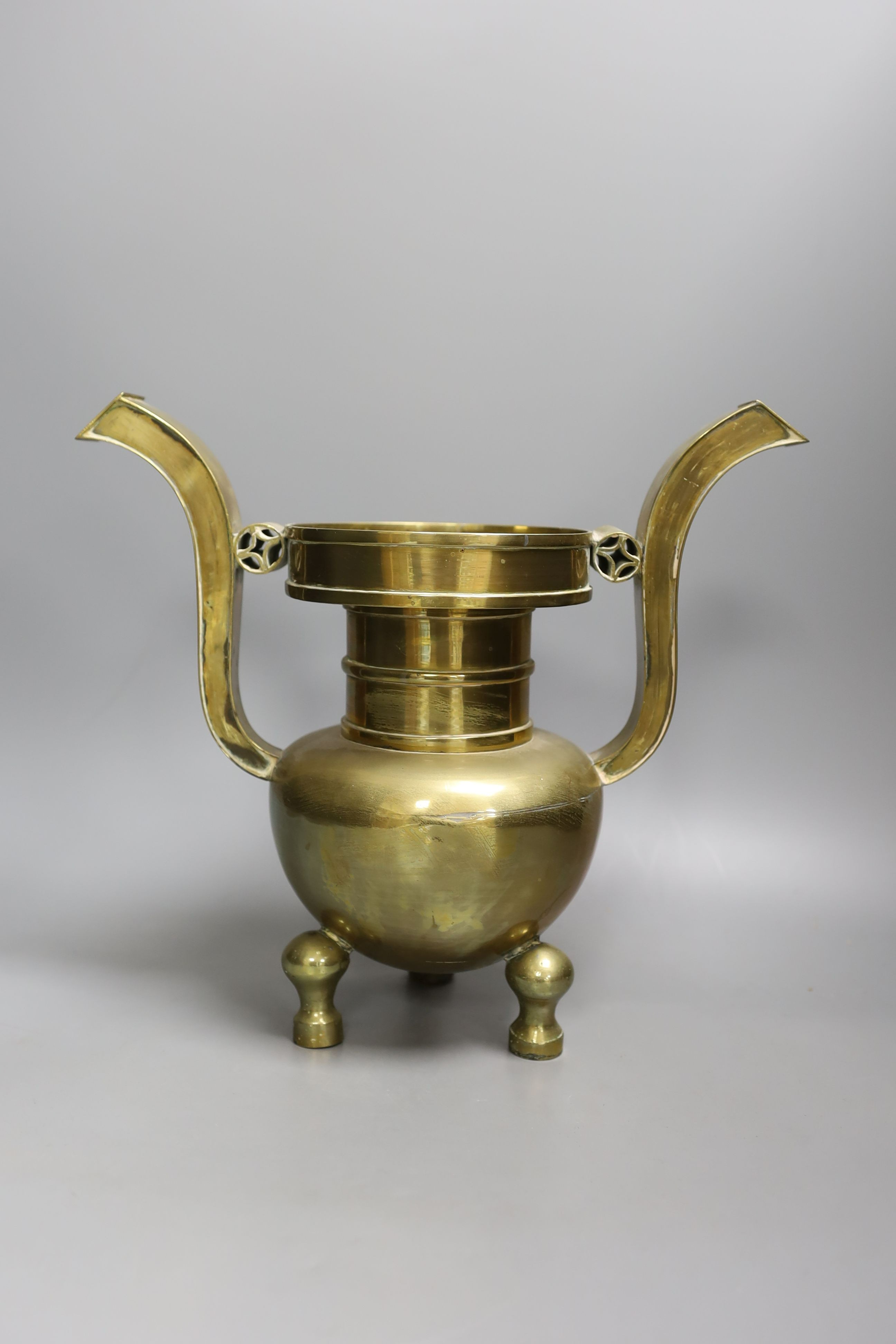 A large Chinese bronze censer - 30cm tall